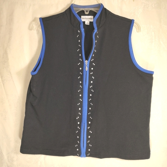 breckenridge Jackets & Blazers - Breckenridge black with blue trim vest women's PL #548